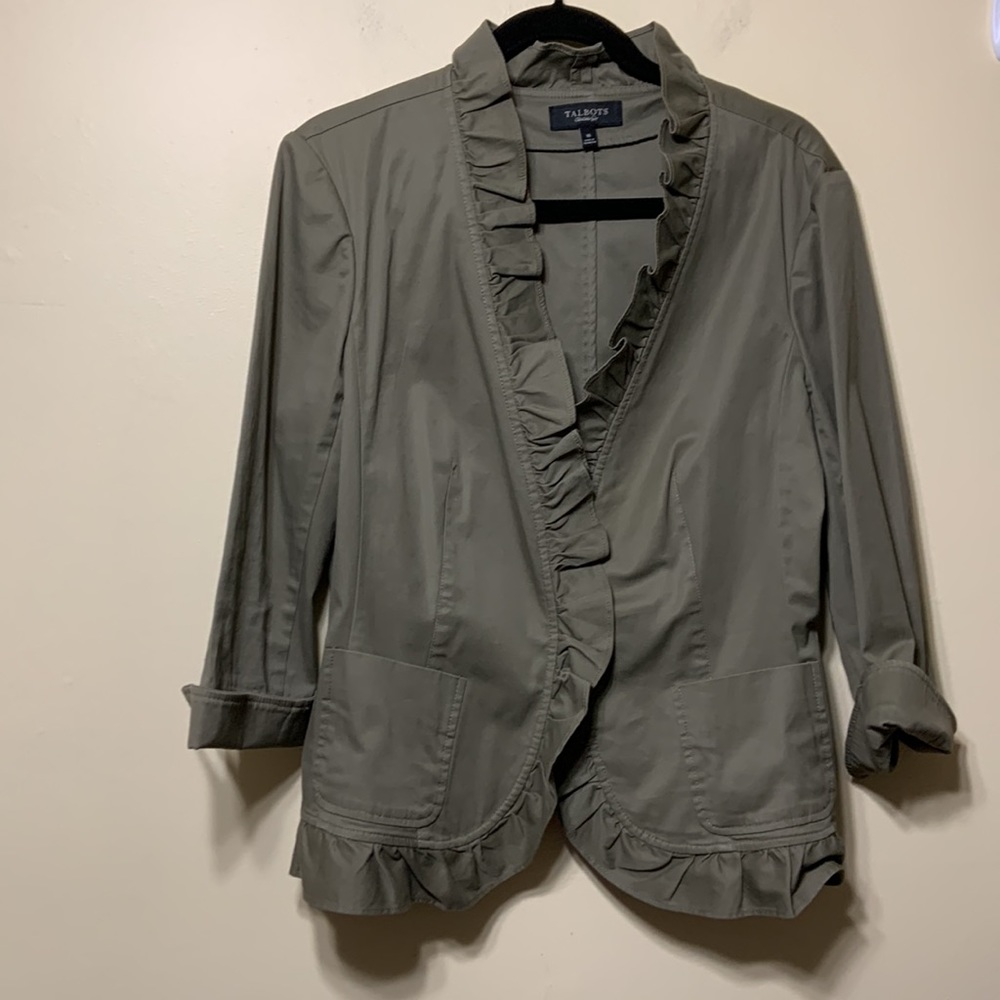 Talbots Olive color cotton jacket with pockets